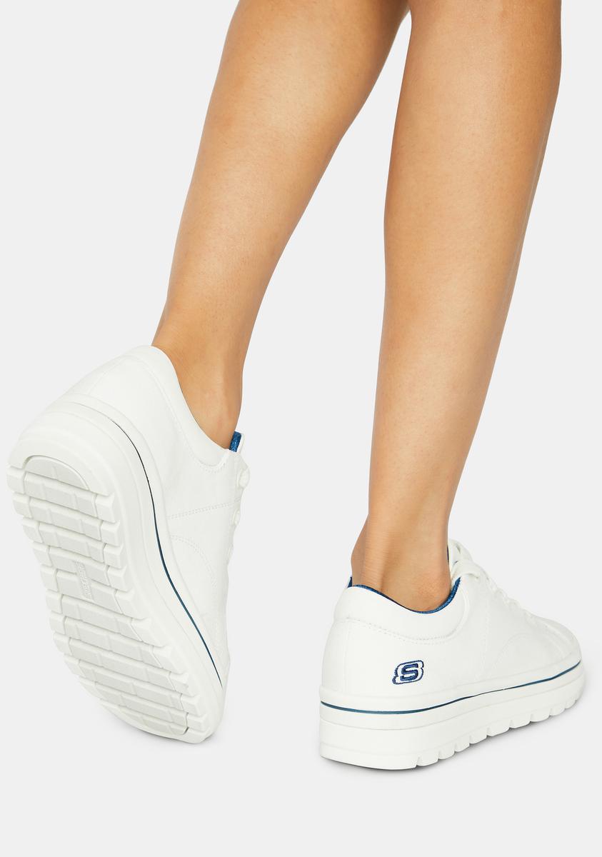 Skechers White Street Cleats Bring It Back Sneakers – Dolls Kill