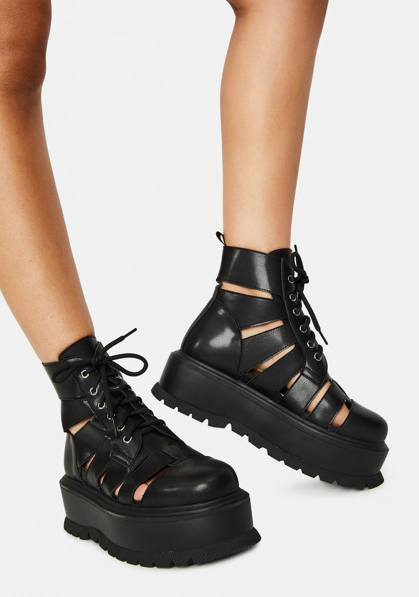 Black Ancient Domain Strappy Platforms Koi Footwear,All Products : American Fashion Style Bags On Sale Black Ancient Domain Strappy Platforms Koi Footwear,All Products : American Fashion Style Bags On Sale