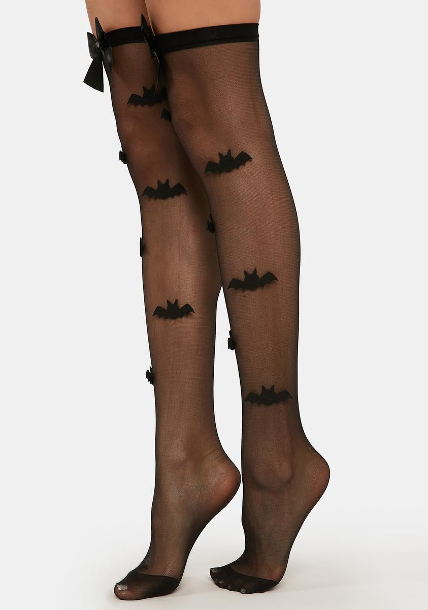 Sheer Bat Thigh-High Stockings - Black – Dolls Kill
