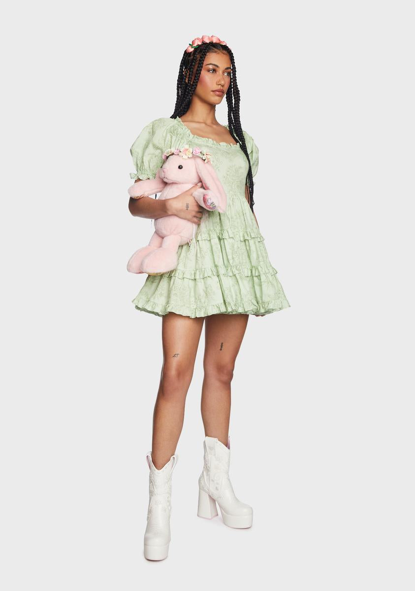 Sugar Thrillz Floral Print Babydoll Dress - Green Dolls Kill Sugar Thrillz Floral Print Babydoll Dress - Green Dolls Kill
