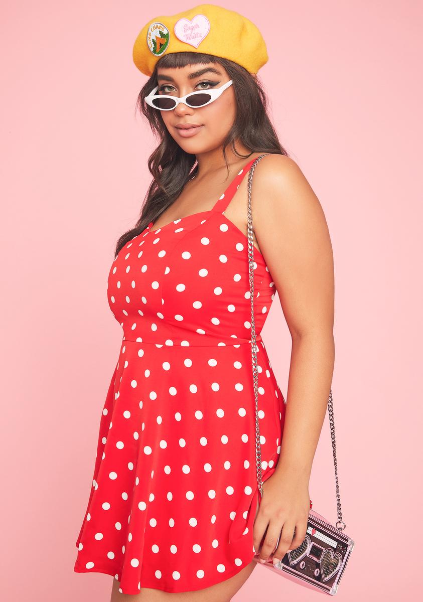 Plus Size Sugar Thrillz Polka Dot Skater Mini Dress