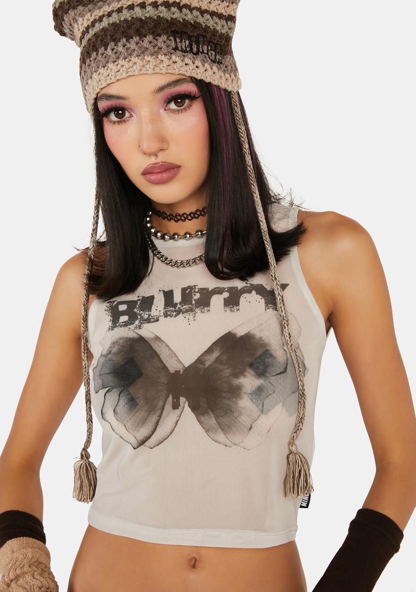 Blurry Butterfly Mesh Vest Top Minga,All Products : American Fashion Style Bags On Sale