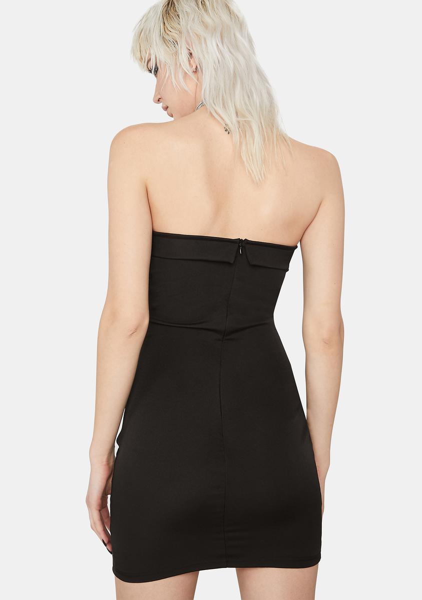 Tube Bodycon Side Slit Mini Dress Black – Dolls Kill