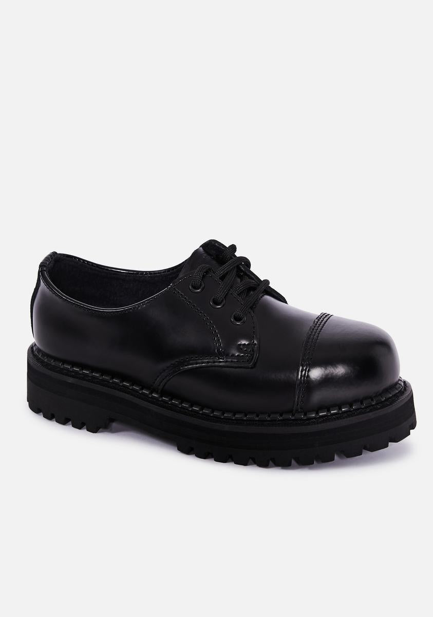 Demonia Riot-03 Oxford Shoes - Vegan Leather Black – Dolls Kill display picture 3