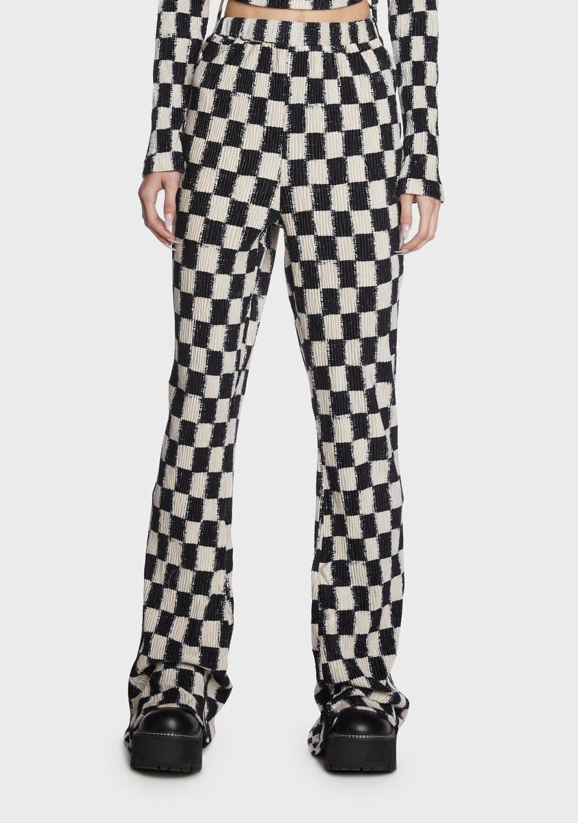 Checkered Flared Trousers Daisy Street,New Products : American Fashion Style Bags On Sale