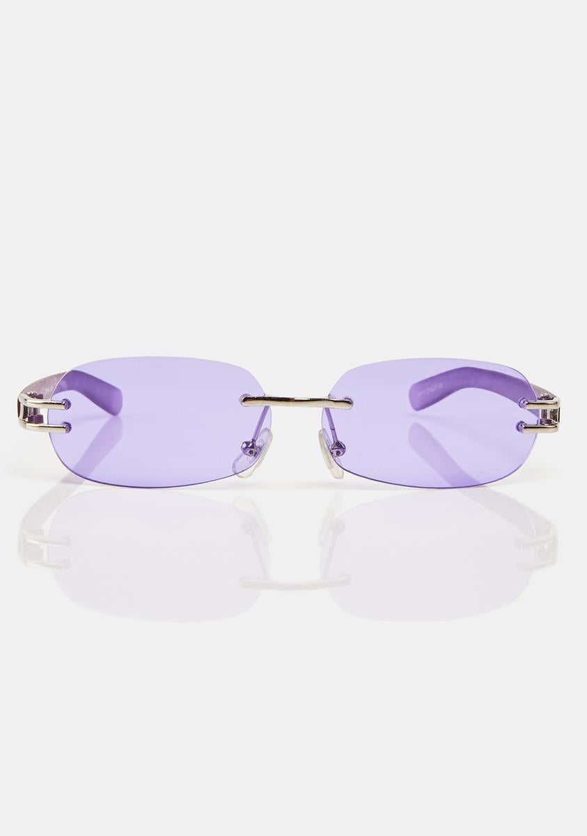 Good Times Eyewear Y2k Rimless Oval Sunglasses Purple – Dolls Kill