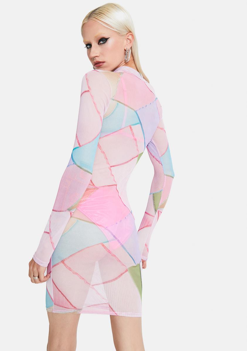 Pastel Patchwork Sheer Dress