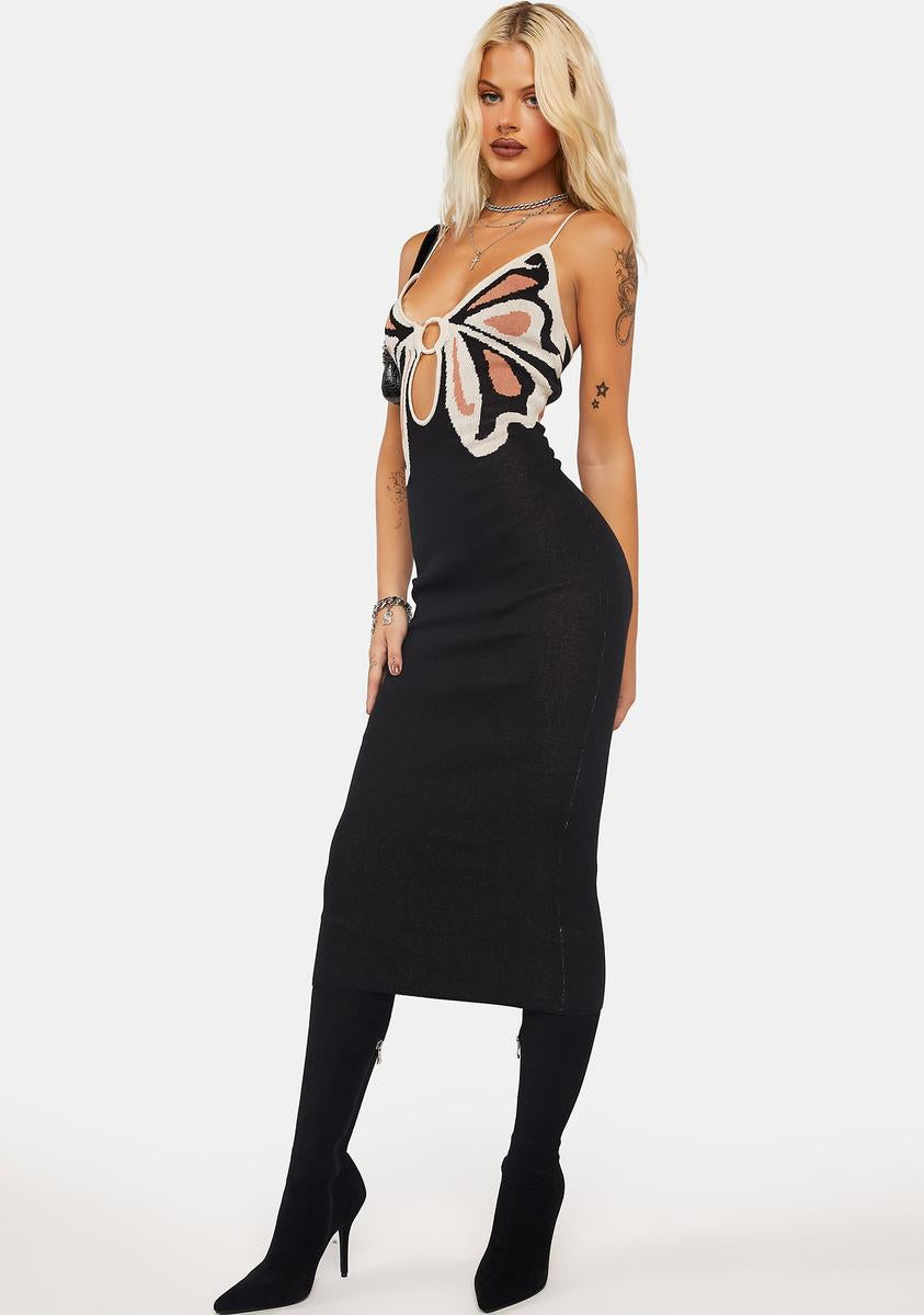 Another Girl Butterfly Knit Midi Dress