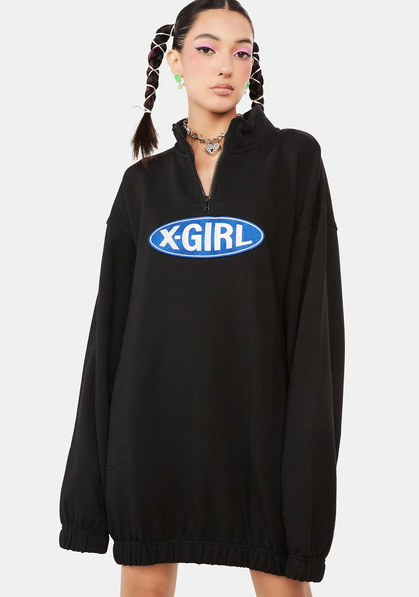 x-Girl Embroidered Logo Half Zip Sweater Dress – Dolls Kill