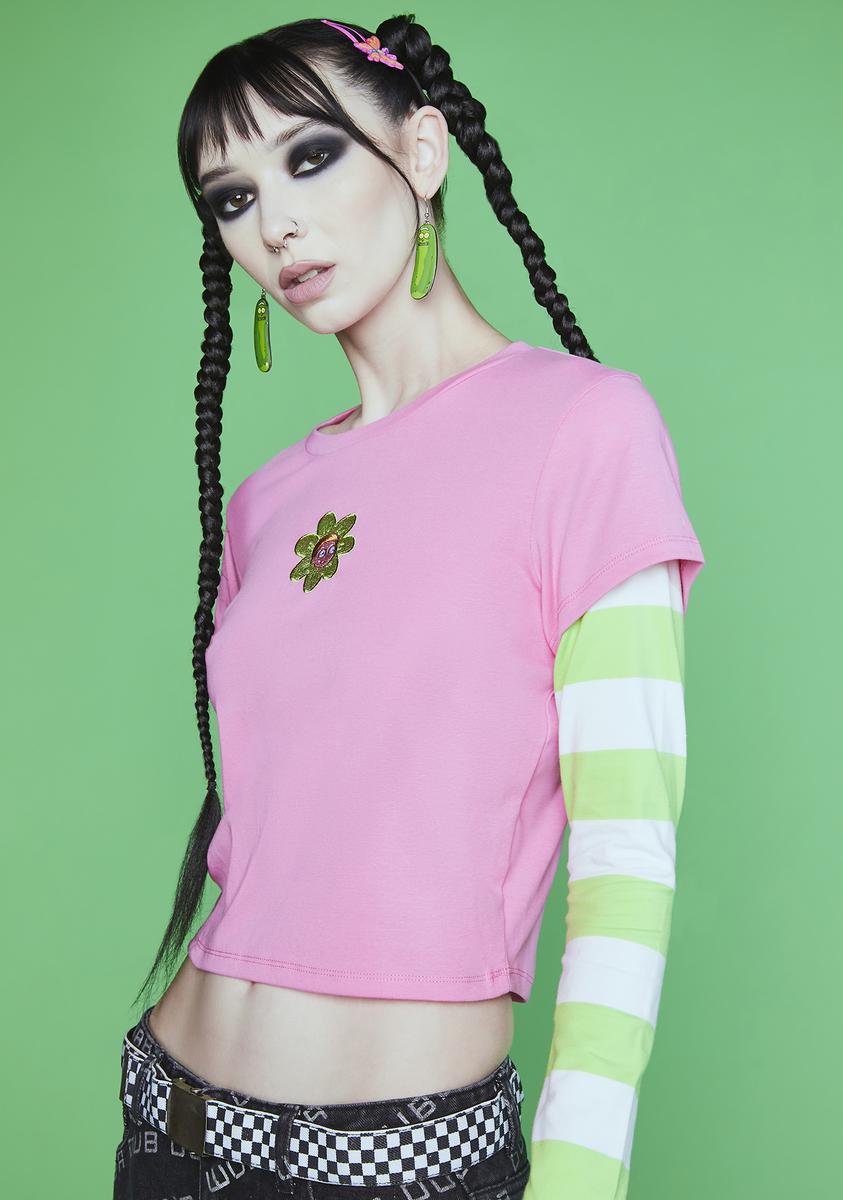 Dolls Kill x Rick & Morty Embroidered Flower Striped Long