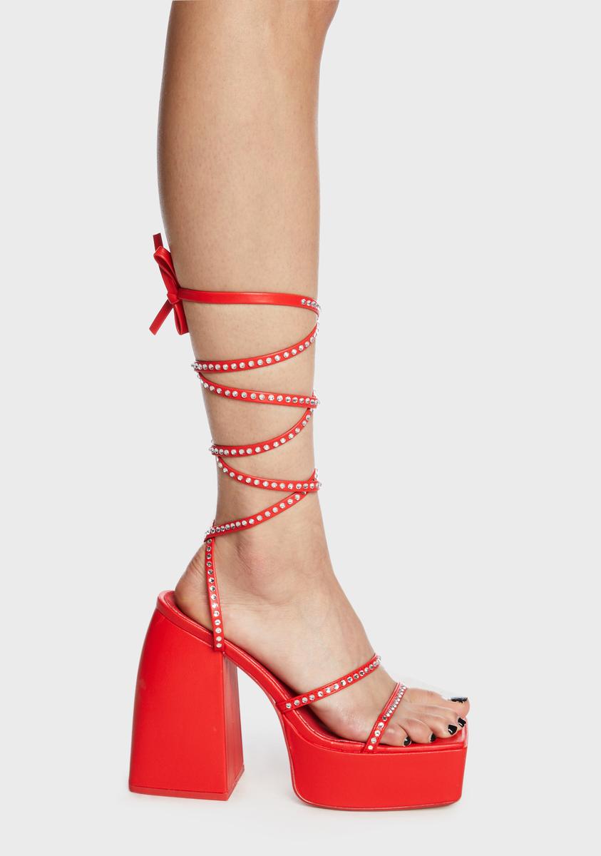 Strappy Red Heels  Red High Heels - Public Desire USA