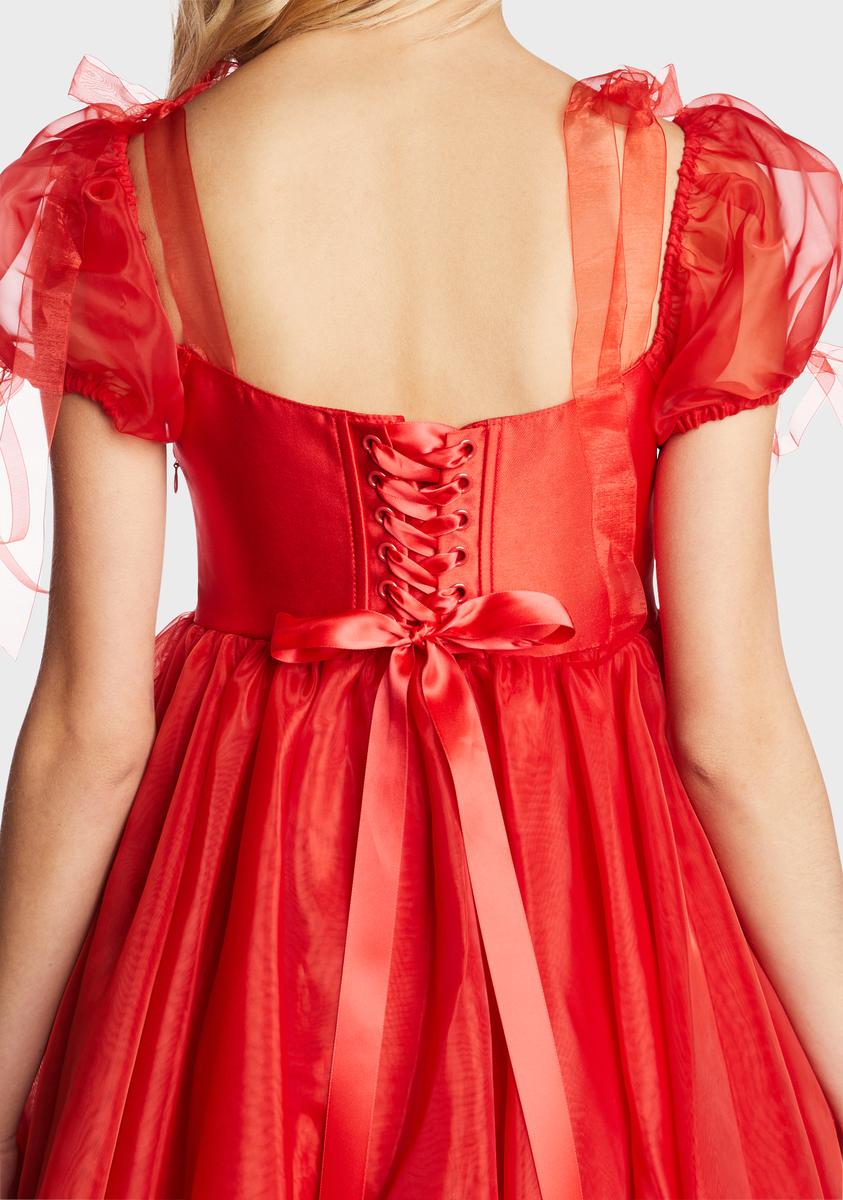 Sugar Thrillz Corset High Low Maxi Organza Dress - Red