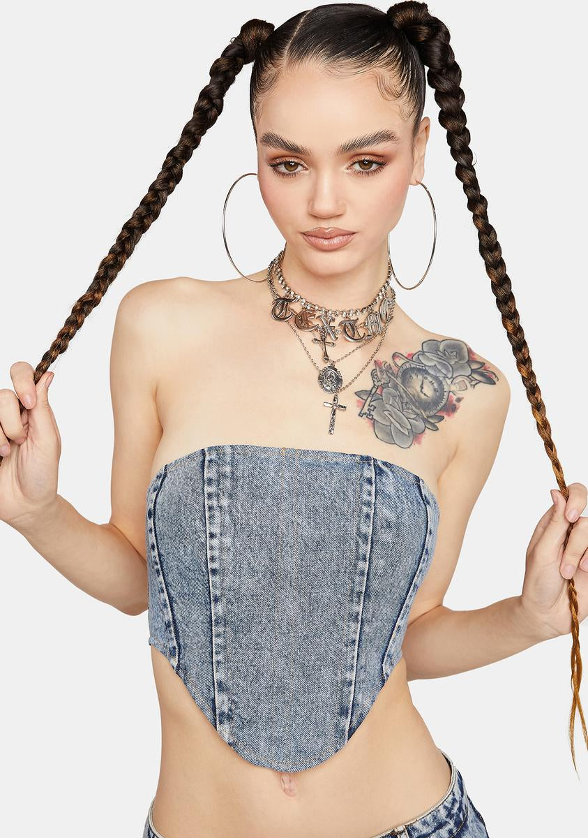 Amison Denim Corset BY DYLN,All Products : American Fashion Style Bags On Sale