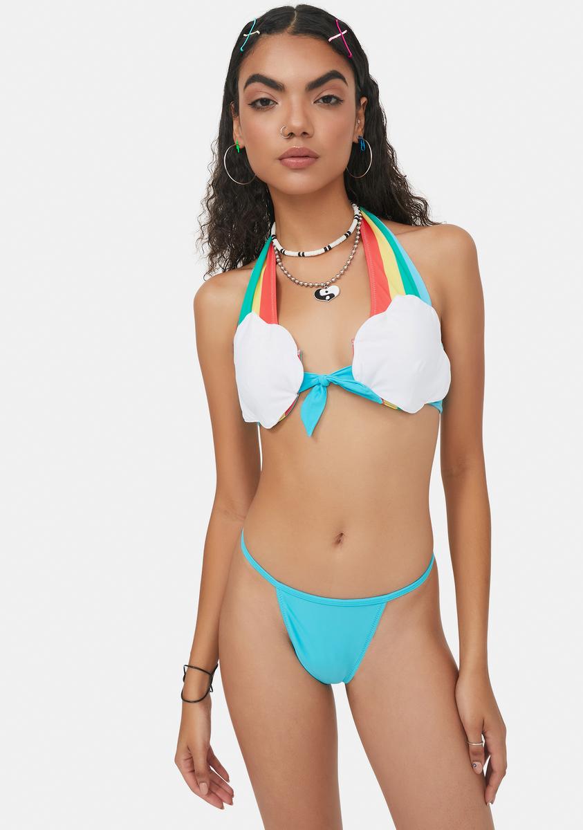Delia's Novelty Cloud Rainbow Bikini Set - Blue – Dolls Kill