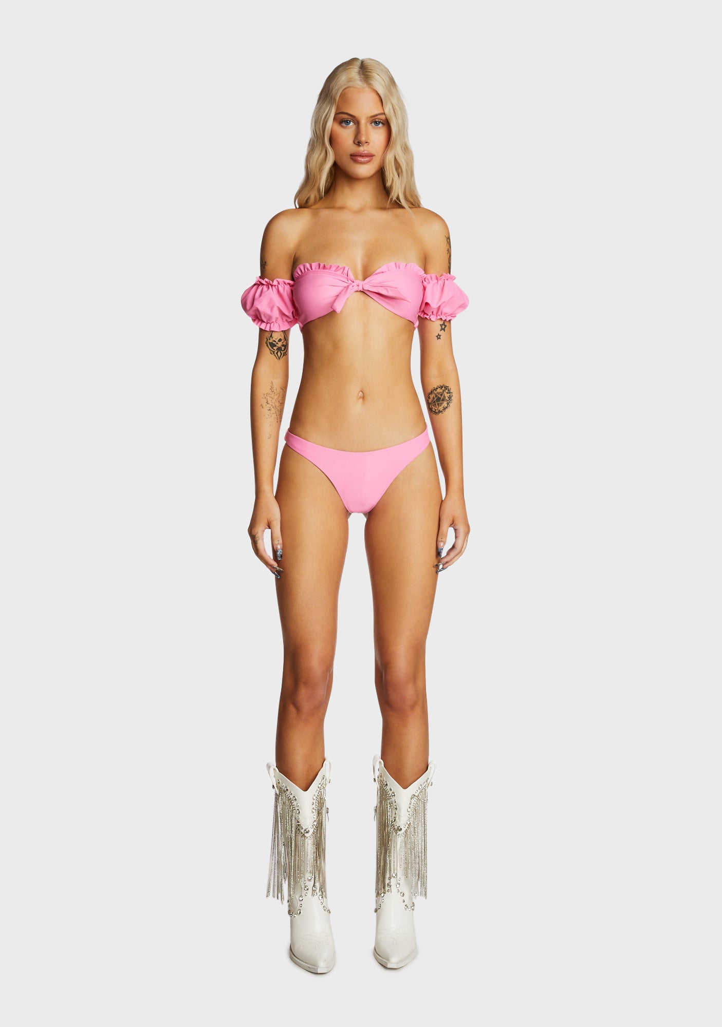 Bandeau Top And Bikini Bottom Set - Pink – Dolls Kill