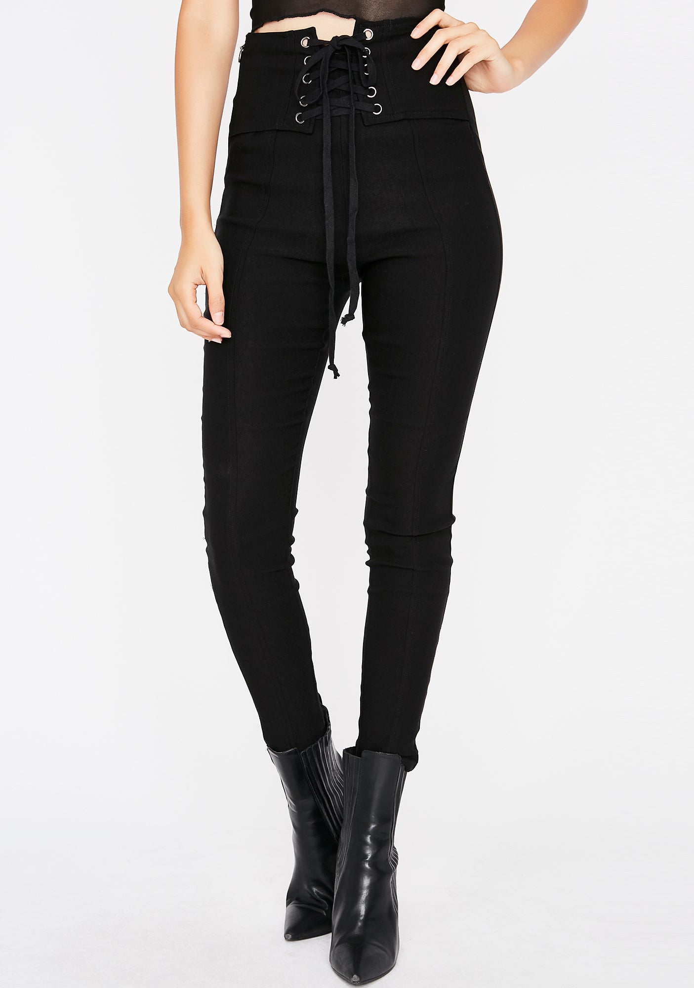 Lace-Up Black Leggings – Dolls Kill