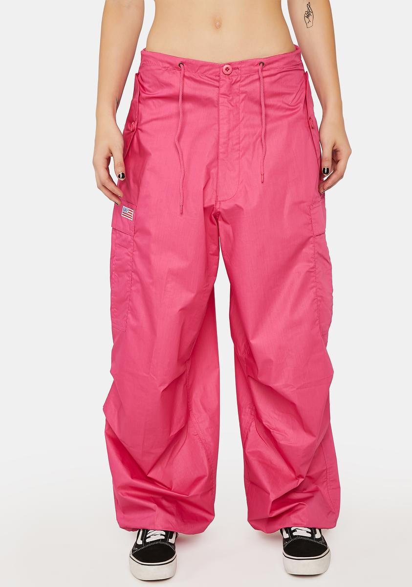 UFO Contemporary Baggy Wide Leg Cargo Pants - Hot Pink – Dolls Kill