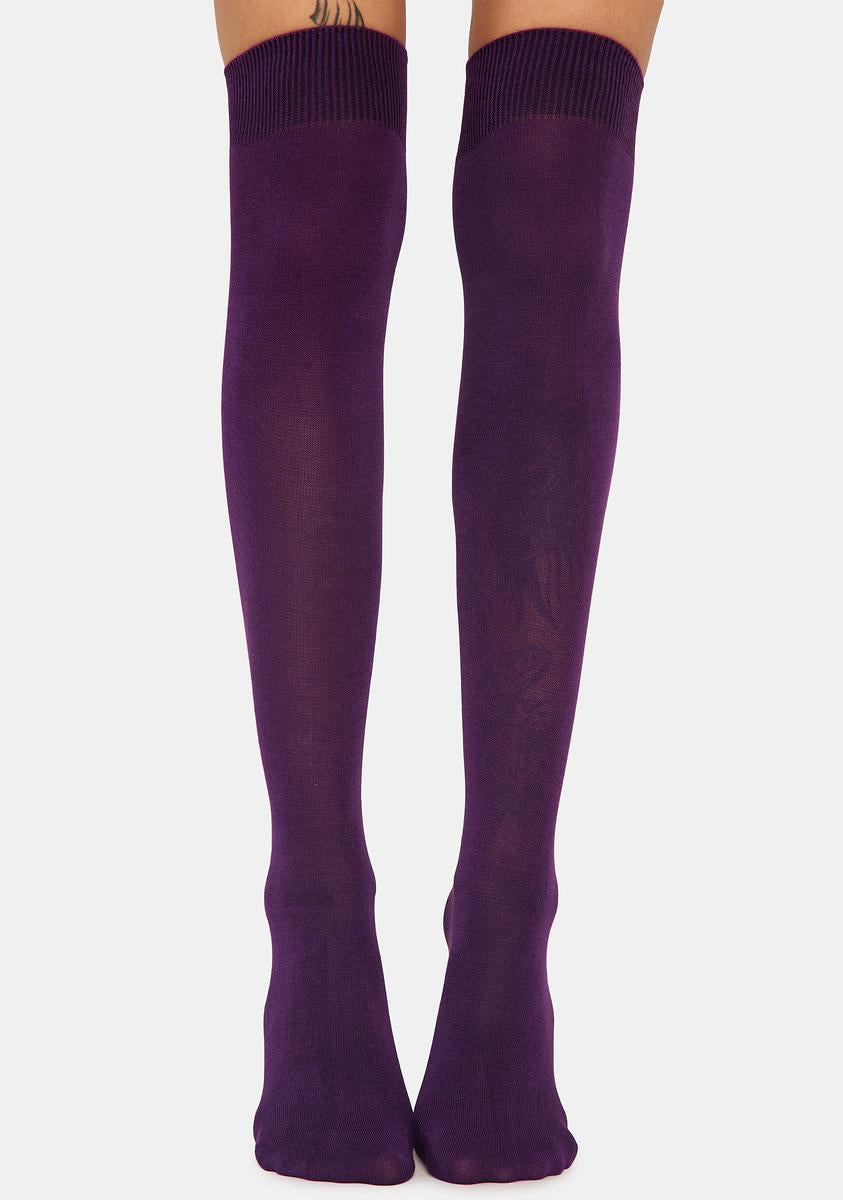 MeMoi Knee High Socks With Ribbed Cuffs - Purple – Dolls Kill