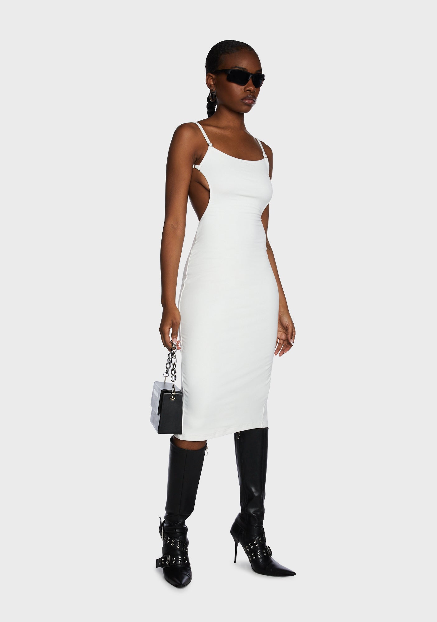 Bodycon Midi Open Back Slit Dress