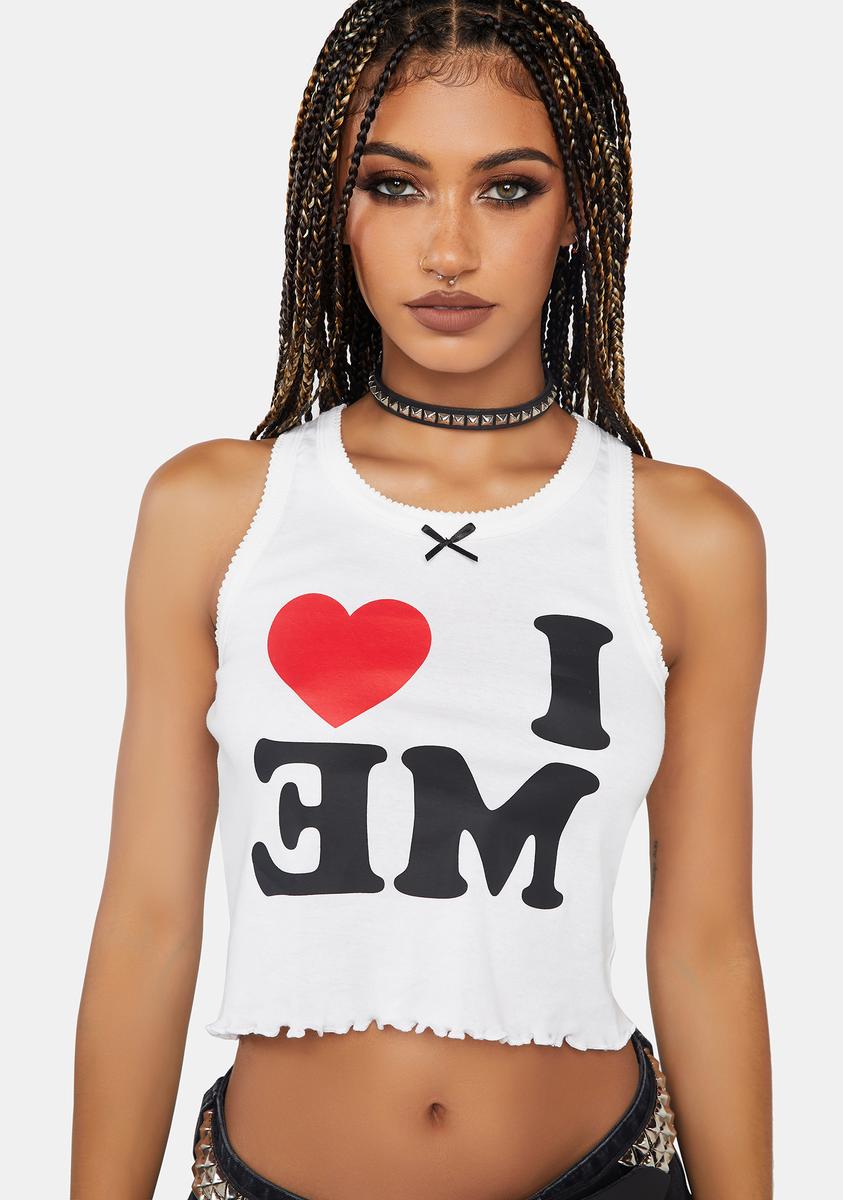 NGOrder I Heart Me Graphic Racerback Tank - White – Dolls Kill