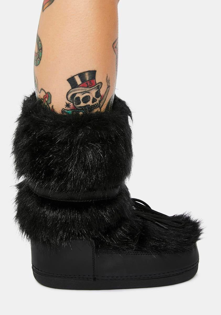 Faux Fur Fuzzy Ankle Platform Snow Boots - Black – Dolls Kill