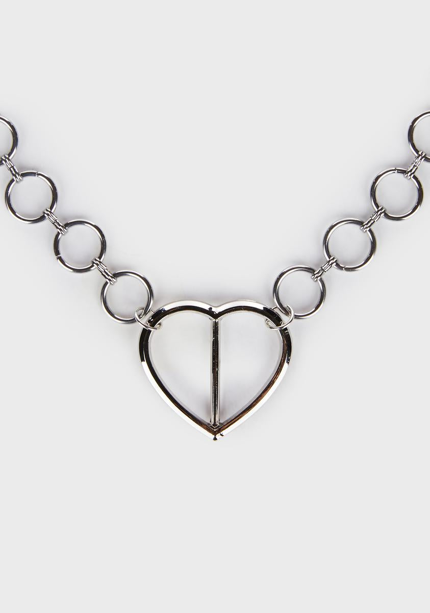 Chainlink Heart Necklace Silver Dolls Kill