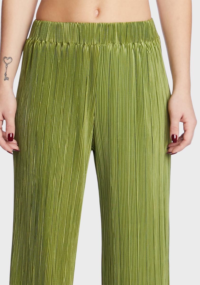 4TH & RECKLESS Pleated Plisse Pants Green – Dolls Kill