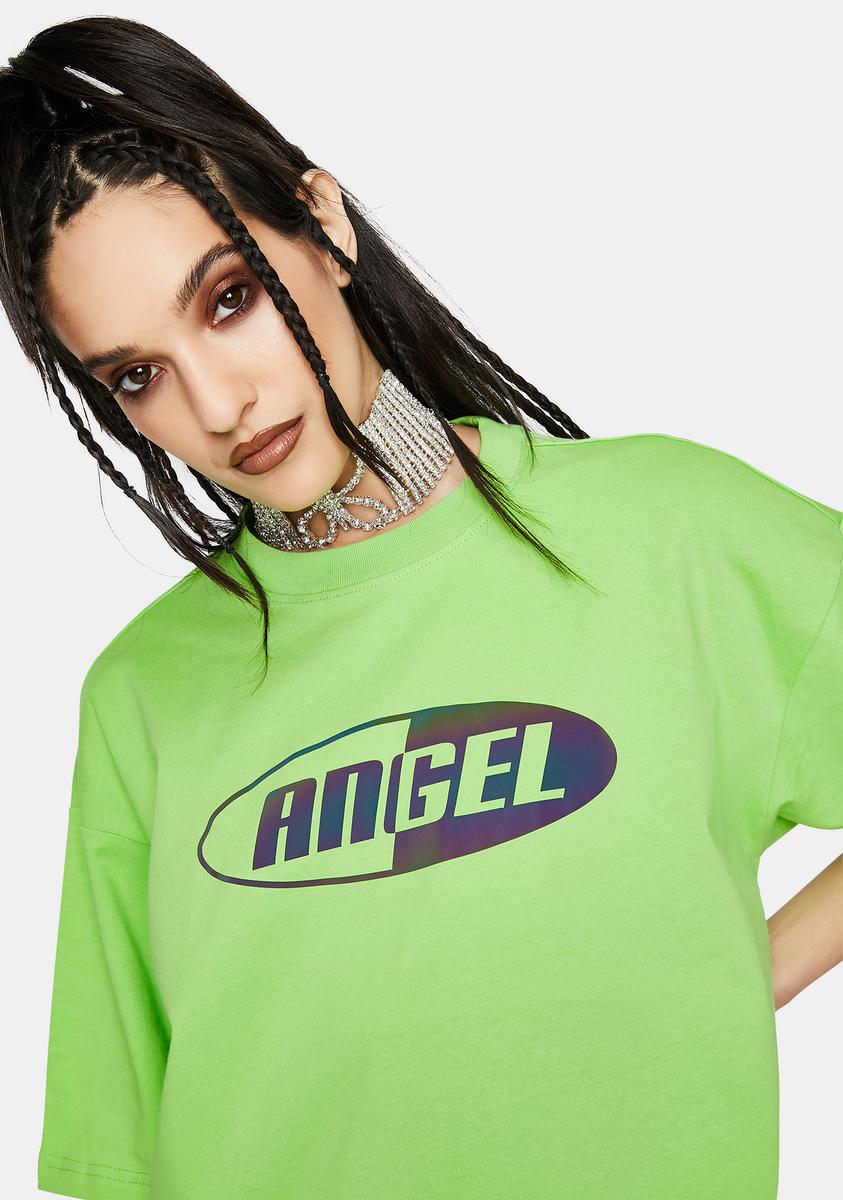 Angel Reflective Oversized Graphic Tee MaryJaneNite,All Products : American Fashion Style Bags On Sale