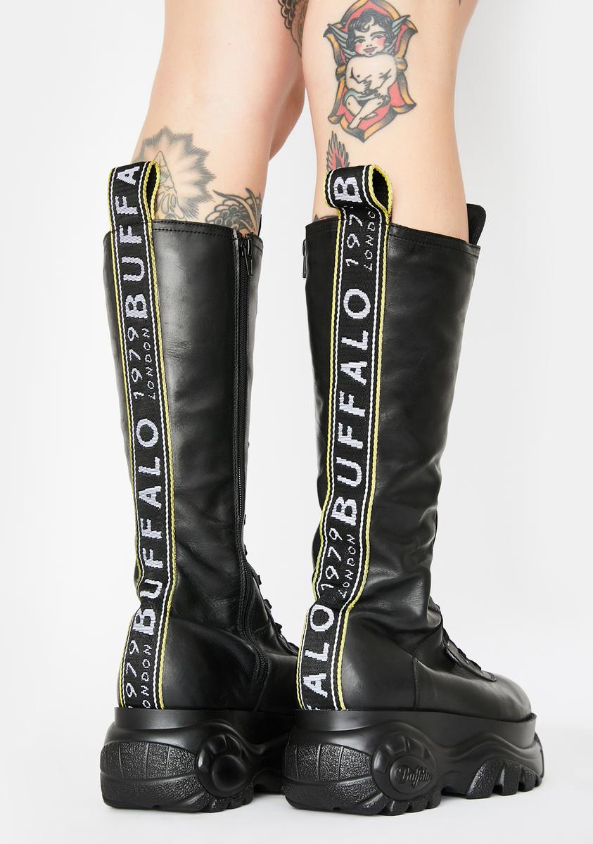 Buffalo London Gill Leather Knee High Platform Boots – Dolls
