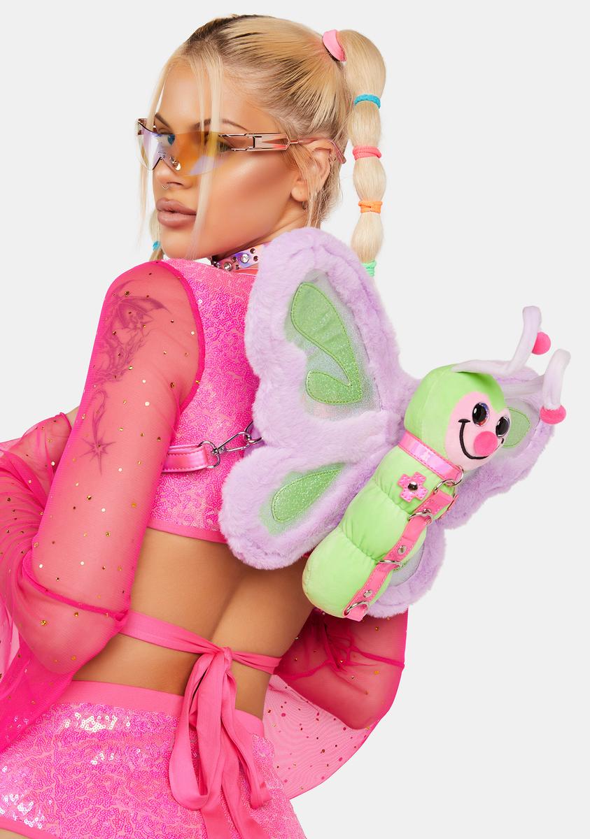 Club Exx Faux Fur Butterfly Mini Backpack - Multi – Dolls Kill