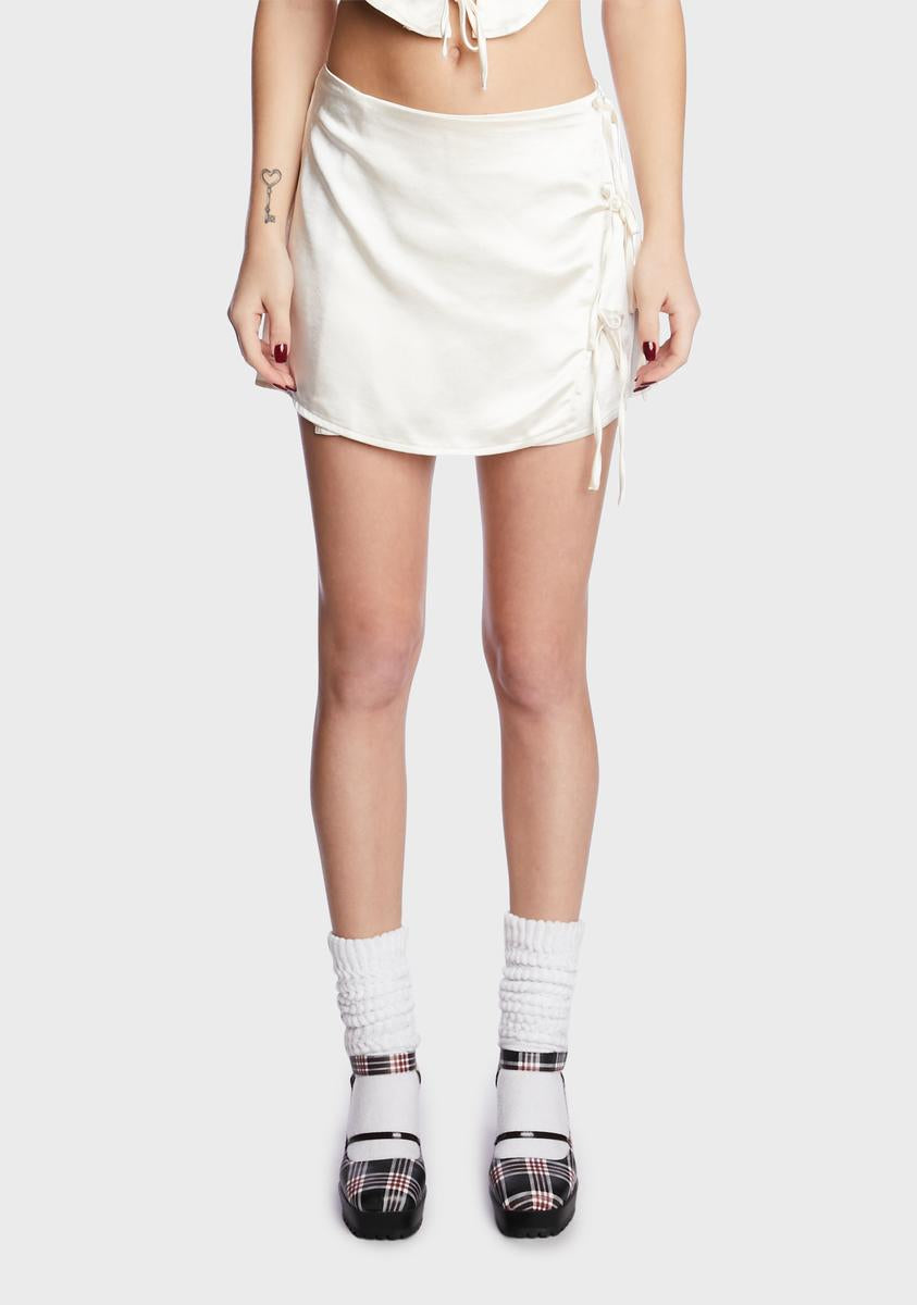 Satin Waist Tie Mini Skirt