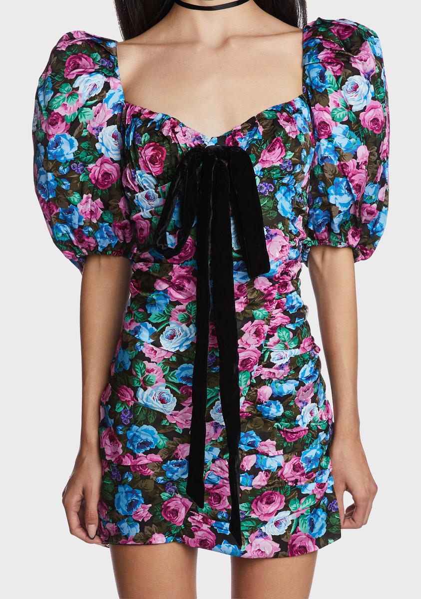marley cotton mini dress Marley Floral Eyelet Mini Dress PINK-GREEN-MULTI / XL by Sugarlips