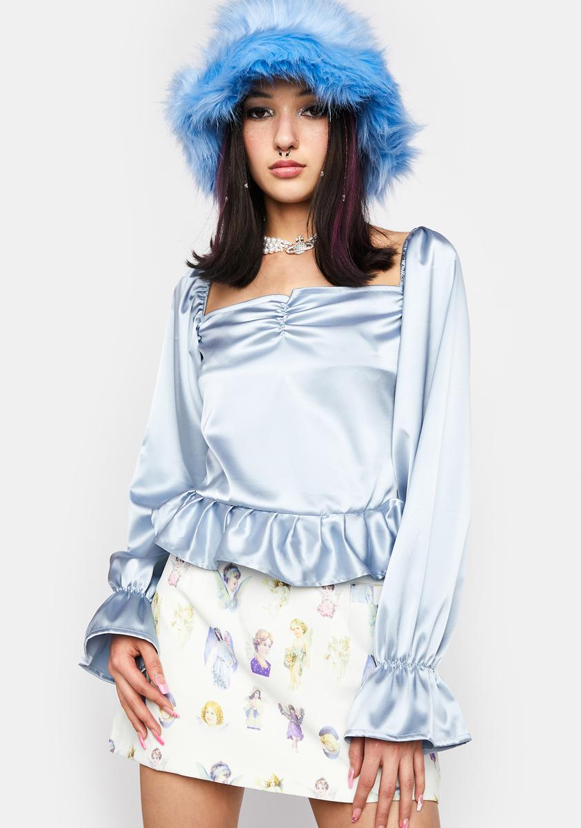 ZEMETA Cherub Print Mini Skirt White Dolls Kill