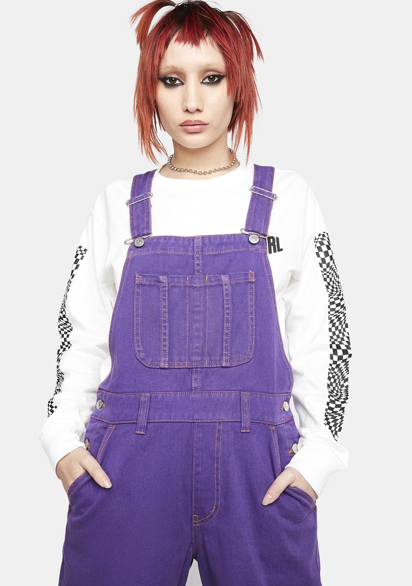 X Girl Contrast Stitch Denim Wide Leg Tapered Overalls – Dolls Kill