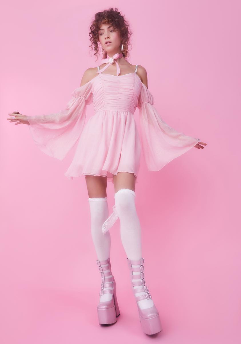 Sugar Thrillz Chiffon Corset Bell Sleeve Dress