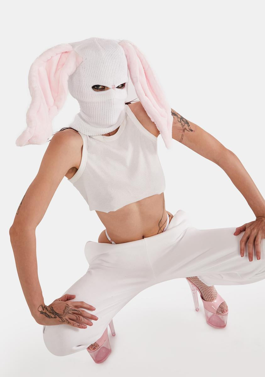 W.I.A】HIDDEN PINK RABBIT BALACLAVA Black-Pink Bunny Ski W.I.A】HIDDEN PINK RABBIT BALACLAVA Black-Pink Bunny Ski