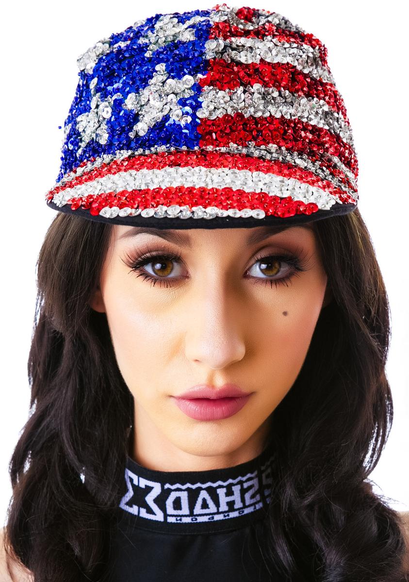 American Flag X Sequin Cap,All Products : American Fashion Style Bags On Sale