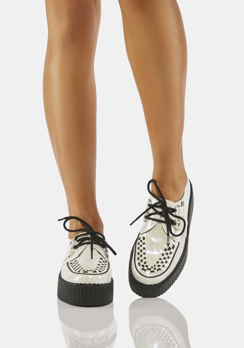 White Oil Slick Mondo Creepers – Dolls Kill