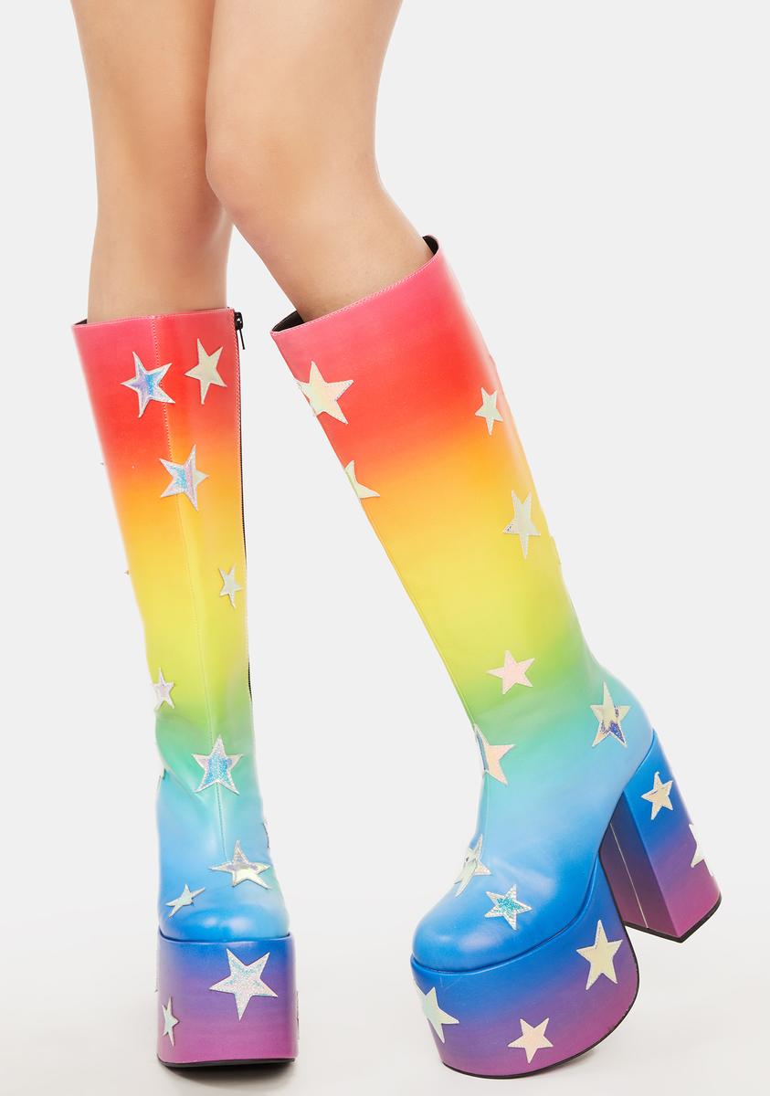 Shooting Star Knee High Boots - Rainbow Club Exx,Specials : American Fashion Style Bags On Sale Shooting Star Knee High Boots - Rainbow Club Exx,Specials : American Fashion Style Bags On Sale