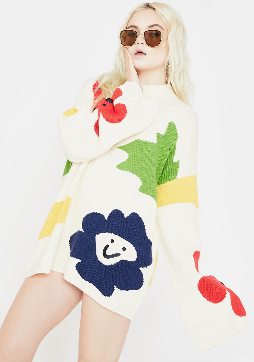 Lazy Oaf Flower Bed Knit Sweater Dolls Kill