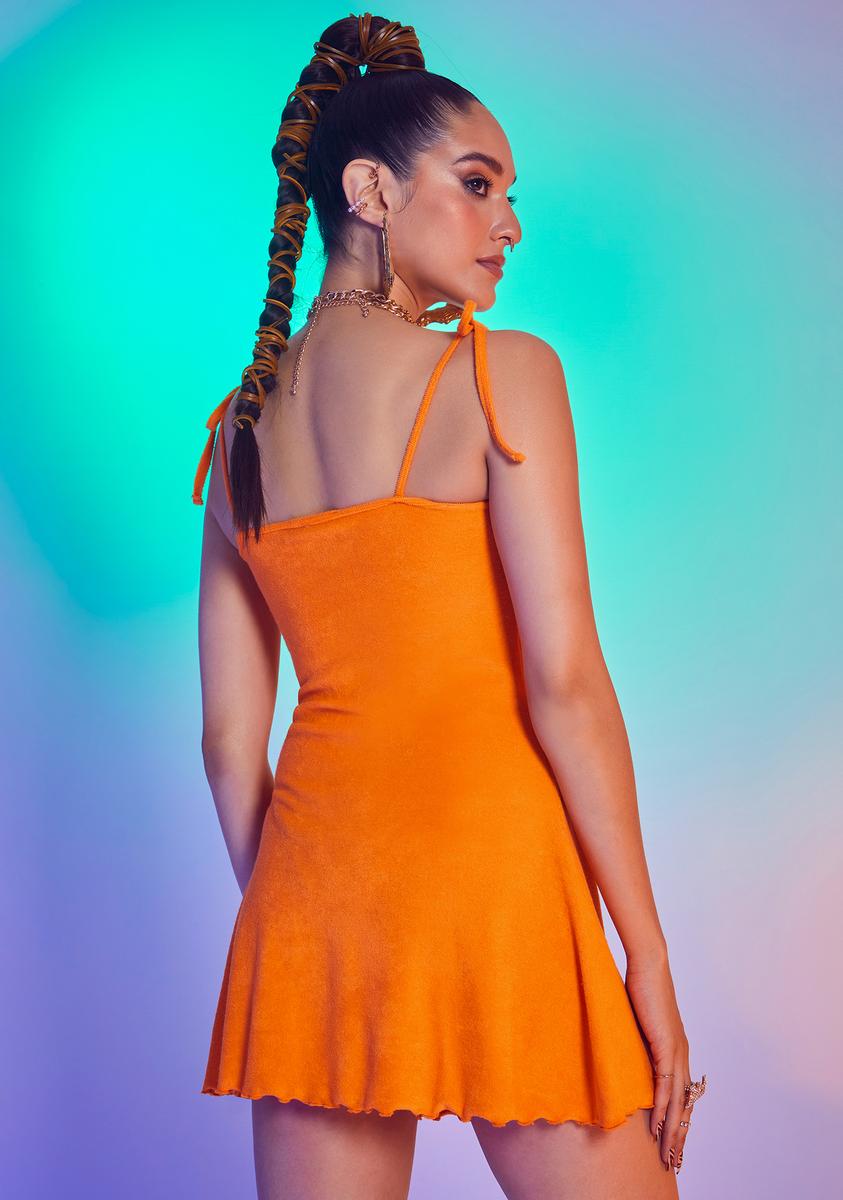 dolls kill orange dress Long Sleeve Mesh Trippy Swirl Print Dress