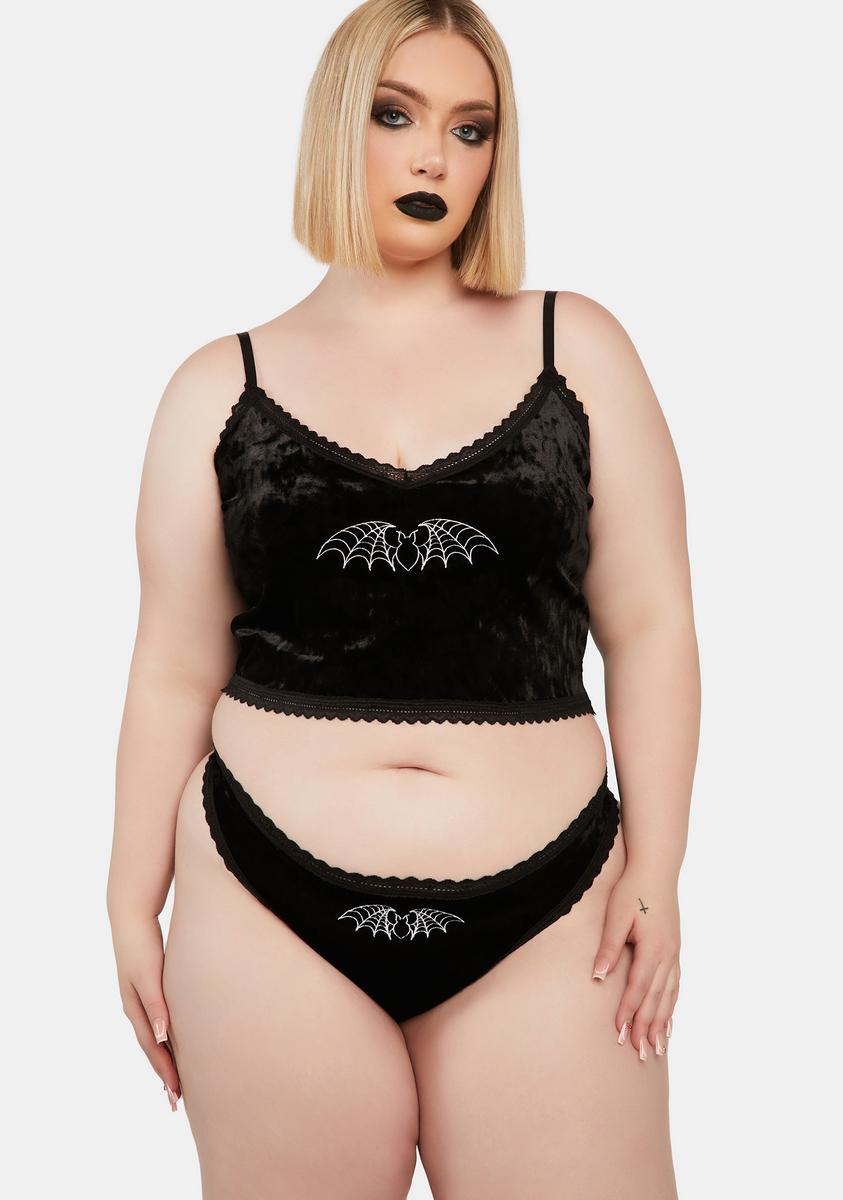 The Grave Girls Plus Size Velvet Pajama Crop Top Panty Set - Black – Dolls Kill