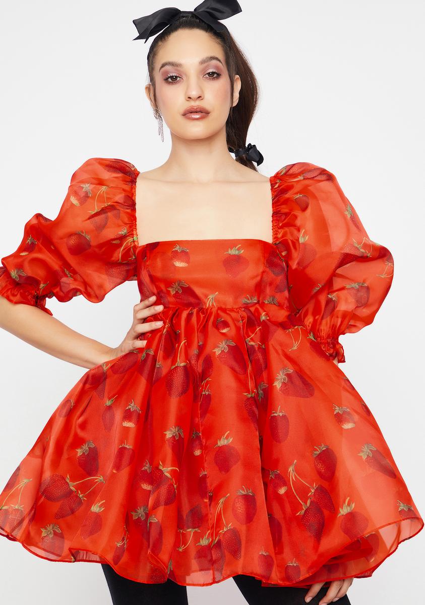 Selkie The Strawberry Puff Dress – Dolls Kill