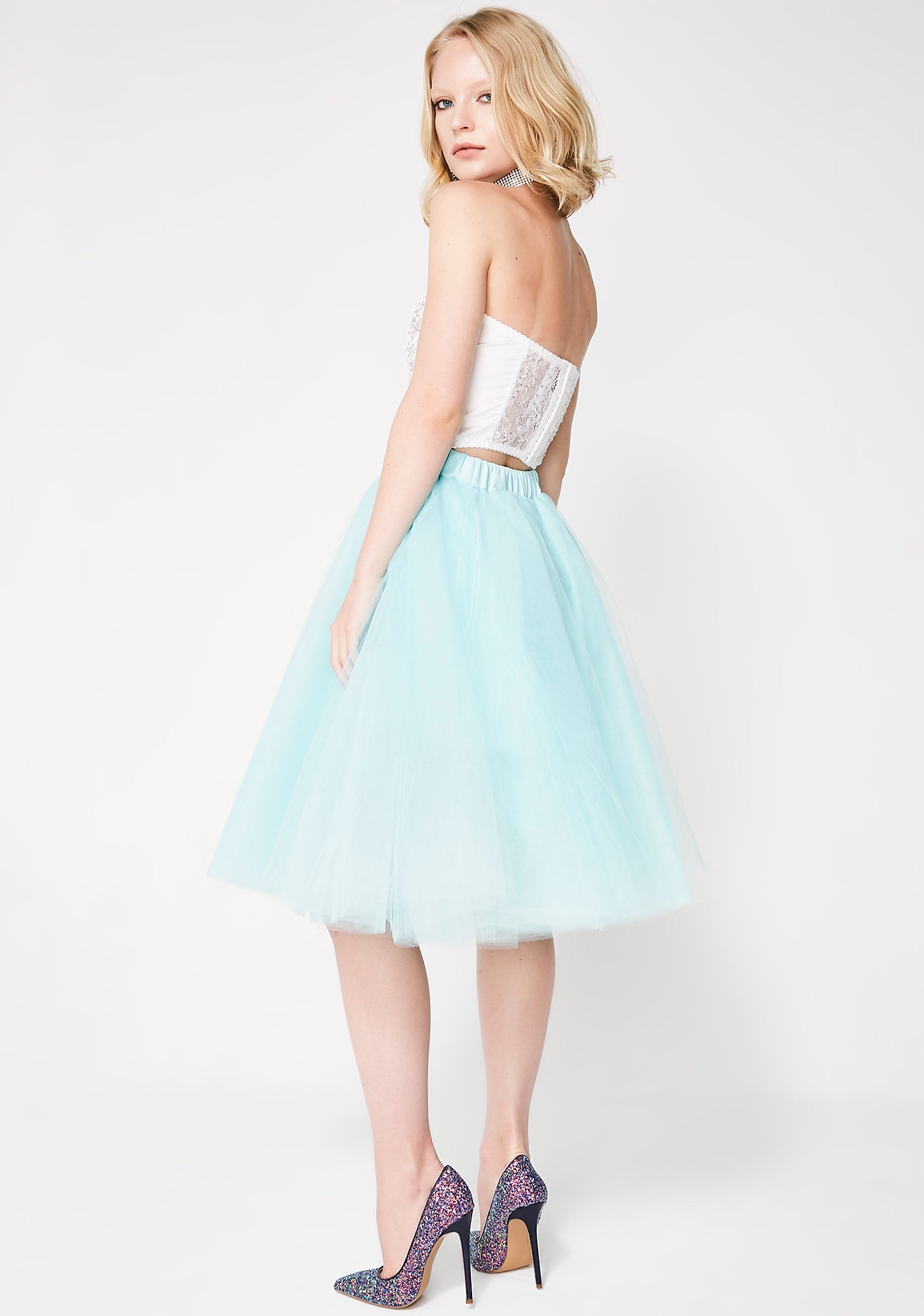 Mint Dark Magick Tulle Skirt Dolls Kill