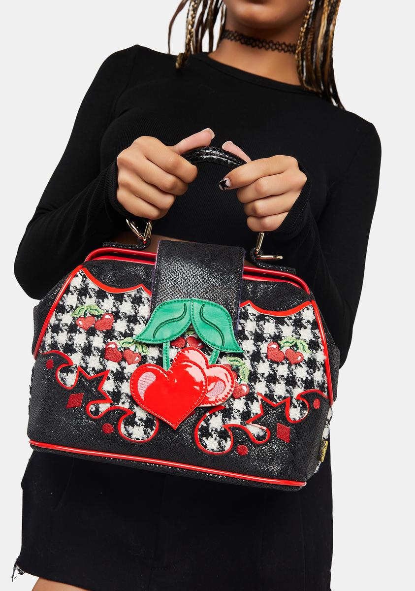 Irregular Choice Houndstooth Cherry Handbag - Black/Red – Dolls Kill