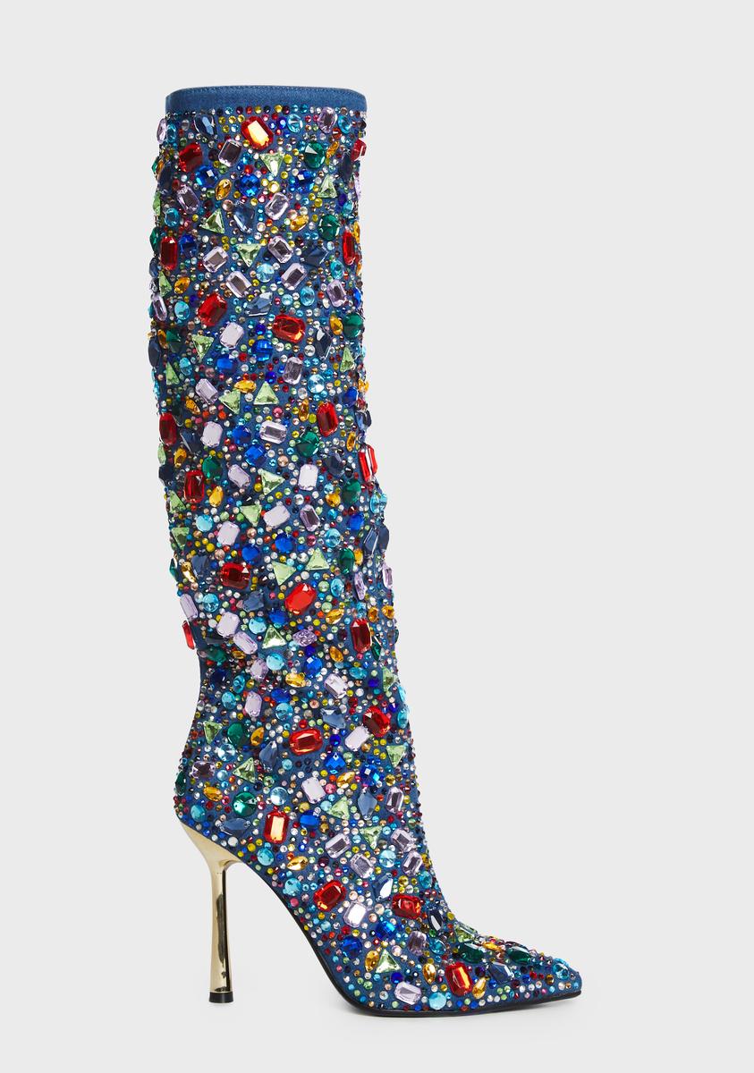 Ember Jeweled Heel Boots AZALEA WANG,New Products : American Fashion Style Bags On Sale