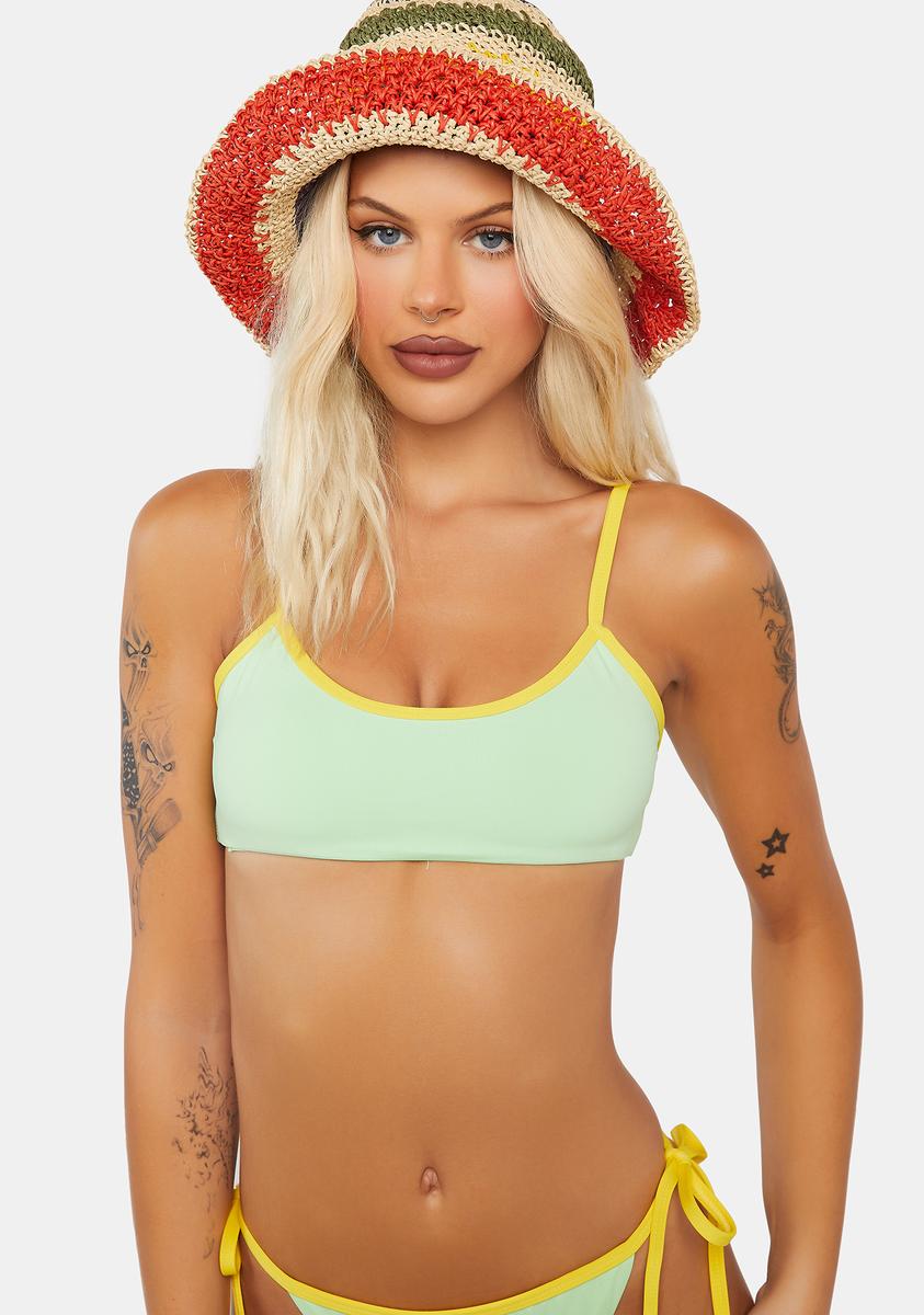Dippin' Daisy's Contrast Trim Bralette Bikini Top - Green/Yellow – Dolls Kill