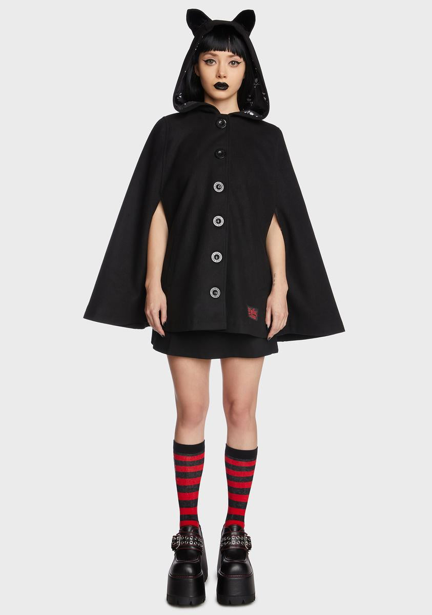Feline Adorable Kitty Cloak Dolls Kill x Emily The Strange,Specials : American Fashion Style Bags On Sale