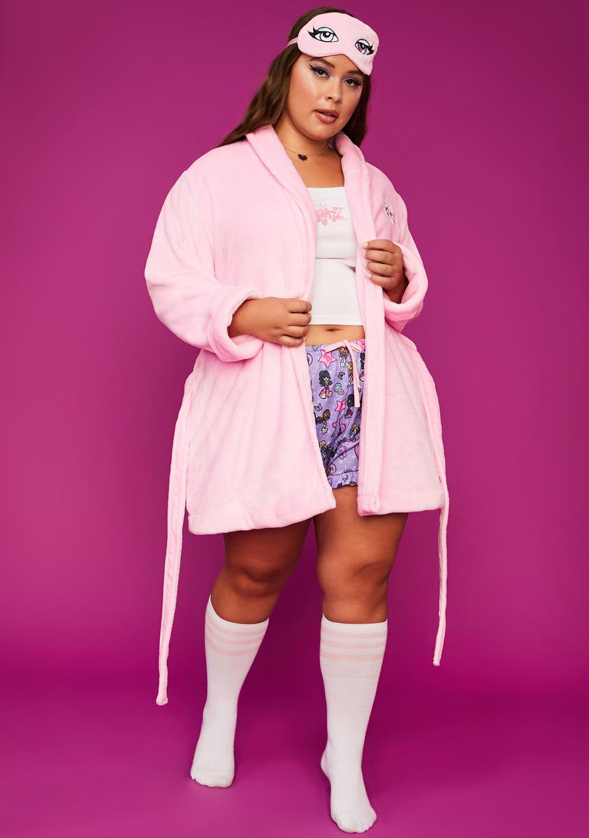 Plus Size Dolls Kill x Bratz Minky Robe And Sleep Mask Set - Pink