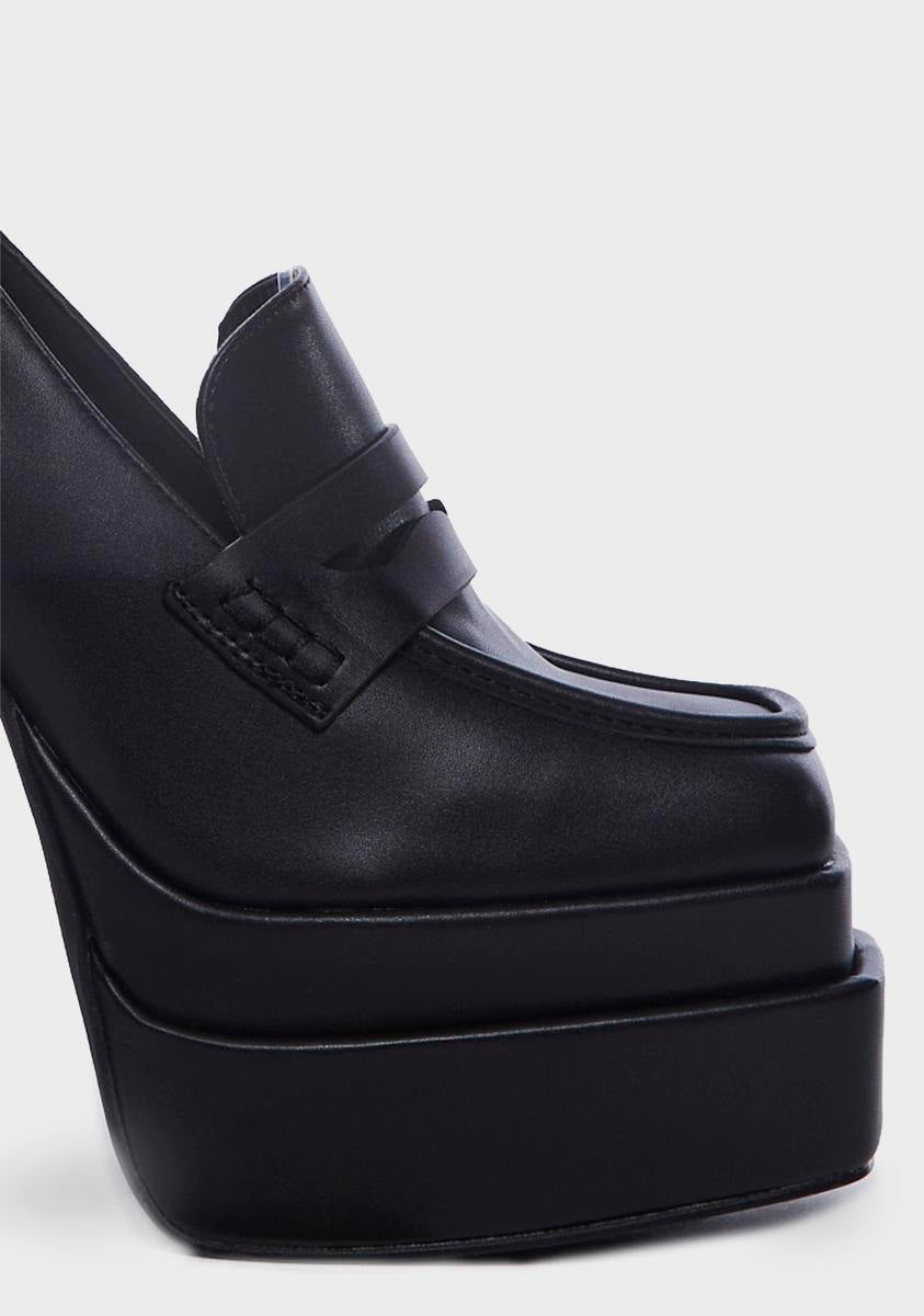 Vegan Leather Platform Oxford Heels - Black â Dolls Kill